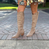 The Samara Cedar Wood | Embroidered Western Tall Boot