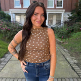Polka Dot Pretty Mesh Knit Top