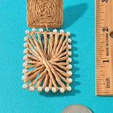 DOUBLE SQUARE RAFFIA DANGLE EARRINGS