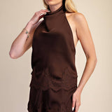 Satin Short With Lace Trim Detail