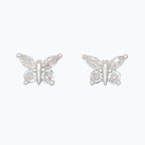 Earrings-CZ and Silver Butterflies