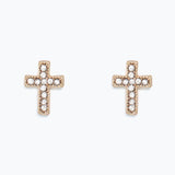 Earrings-Gold Crystal Crosses