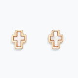 Earrings-White Cross Inlay with Gol