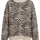 Zebra-Patterned Mock-Neck Sweatshirt