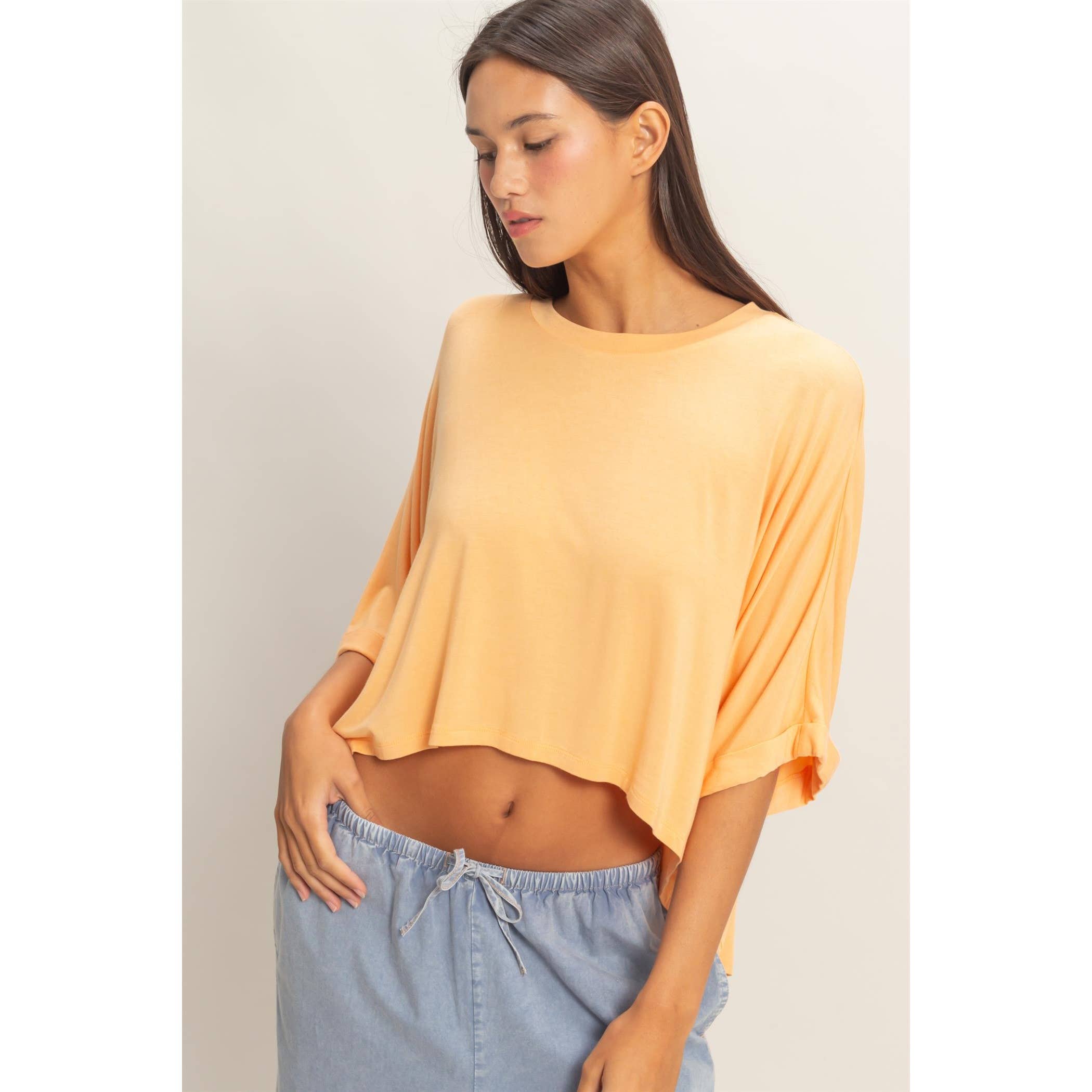 Relaxed High-Low Batwing Sleeve Top