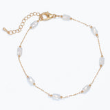 Anklet-Faceted Pale White AB Beads