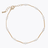 Anklet-Stationed Pearl Beads on Gol