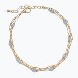 Anklet-Blue Beads w Gold Chain