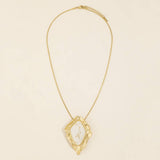 Molten Frame Marbled Stone Pendant Necklace