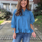 Southern Spice Ruffle Shirt With Collar Neck Button Down