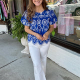 Bluebell Eyelet Statement Top