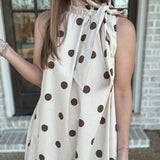 Ruffle Neck Tie Sleeveless Midi Dress