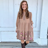 Blossom Breeze Embroidered Tiered Dress