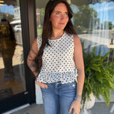 Side Tie Detail Ruffled Top