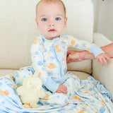 Convertible Bamboo Zip Romper | Bubble Duckies Blue