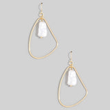 Pearl Bead Irregular Tear Dangle Earrings