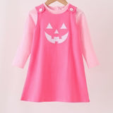 Pink Jack-O-Lantern Applique 2pc Dress Set