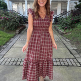 Party in Plaid Midi Dress