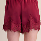 Satin Short With Lace Trim Detail