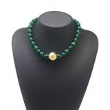 Barrel Beaded & Gold Ball Centerpiece Necklace