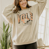 Tennessee Vols Helmet Fade Sand Thrifted Sweatshirt