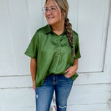 The Fern Green Luxe Button Up