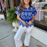 Bluebell Eyelet Statement Top