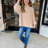 Luxe Sandstone Mock Neck Sweater
