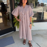 Gingham and Pearls Midi Dress