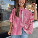 Candy Stripe Button Down Blouse