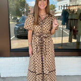 Acorn Dot Belted Midi Dress