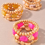Color Beaded Stretch Bracelet Set