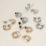 Stone Tip Two Tone Twisted Metal Ear Jacket Earrings