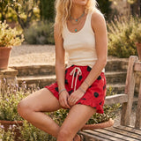 Gameday Ruffle Hem Polka Dot Poplin Shorts