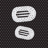 White Polka Dot Party Large Flat Round Hair Clip