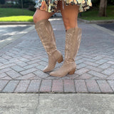 The Samara Cedar Wood | Embroidered Western Tall Boot