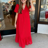 Sweet memories red eyelet dress