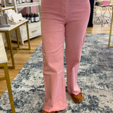 Frayed Hem Straight Leg Colored Denim