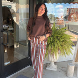 Bust Out Barrel Leg Stripe Casual High Waist Pants