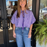 Tie Tassel Striped Balloon Top