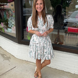 Leaf Print Mini Shirt Dress