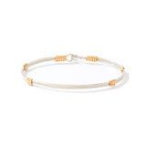 Be Kind Bracelet - Sterling Silver with 14K Gold Artist Wire Wraps / 7" - M
