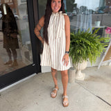 Ruffle Neck Tie Sleeveless Mini Dress