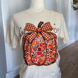 Floral Pumpkin Gingham Bow Comfort Colors Tee