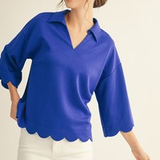 Blues City Scalloped Sleeve Top