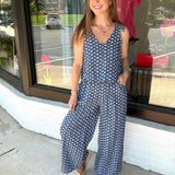 Floral Embroidered Denim Set Illusion Jumpsuit