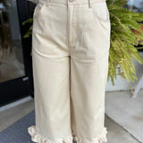 The Marcy Mid Rise Wide Leg Ruffle Hem Pants