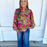 Garden Muse Ruffle Blouse