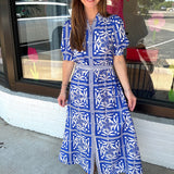 Regal Garden Midi Dress