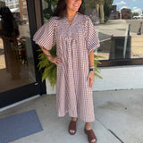 Gingham and Pearls Midi Dress